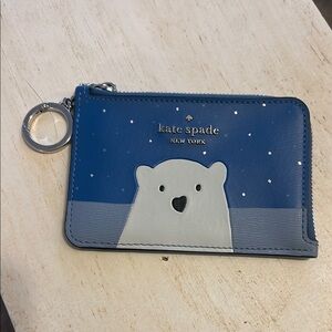 Kate Spade Blue and Gray Bear Cardholder